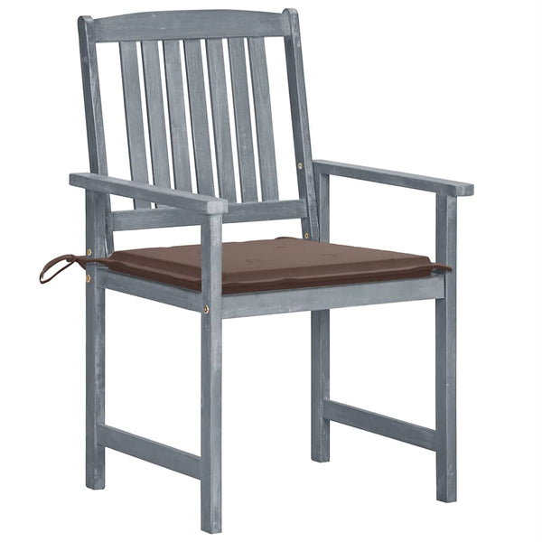 Cadeiras de jardim c/ almofadões 8 pcs acácia maciça cinzento