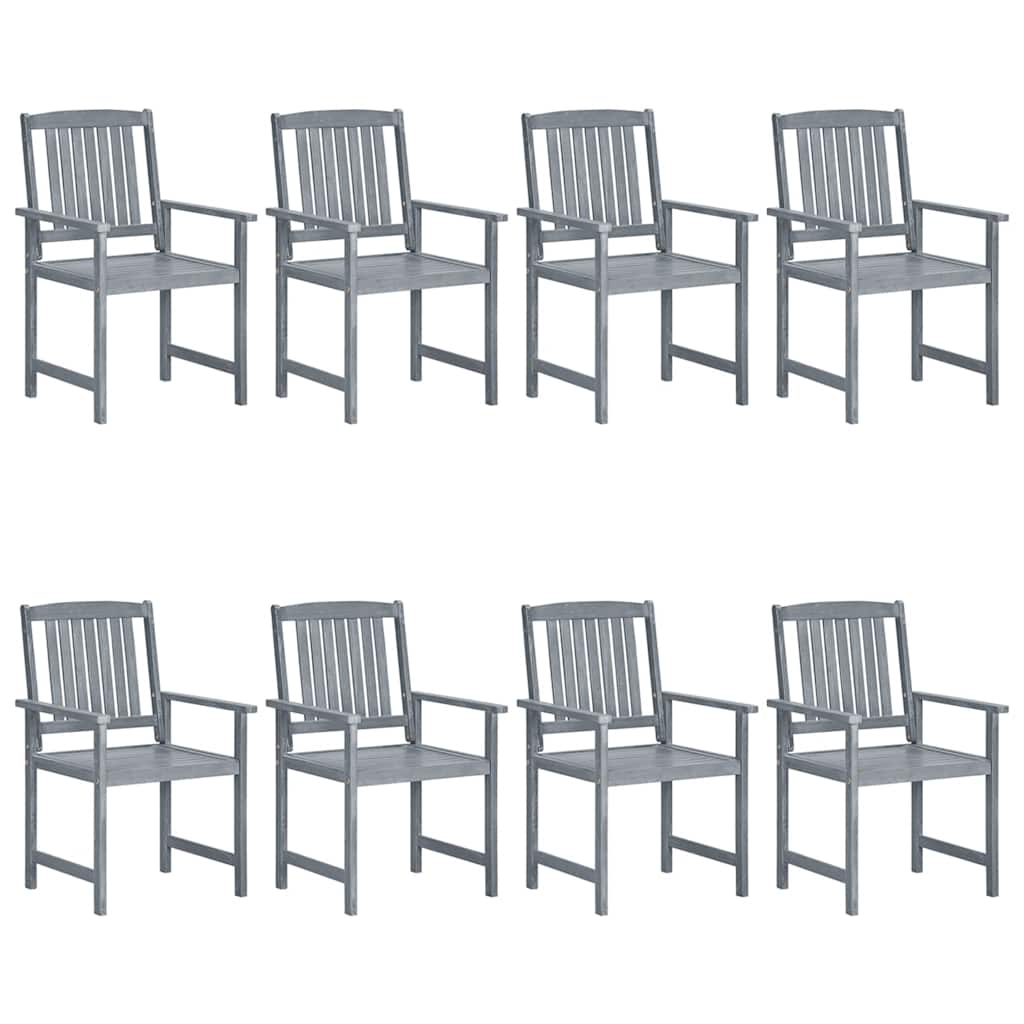 Cadeiras de jardim c/ almofadões 8 pcs acácia maciça cinzento