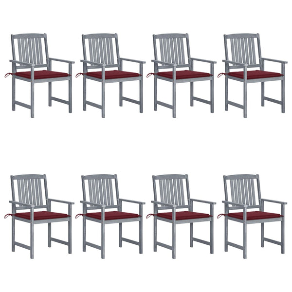 Cadeiras de jardim c/ almofadões 8 pcs acácia maciça cinzento