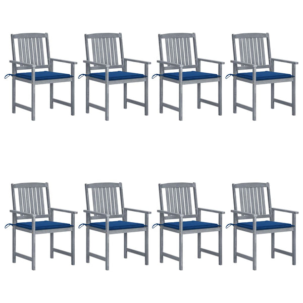 Cadeiras de jardim c/ almofadões 8 pcs acácia maciça cinzento