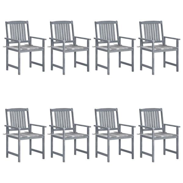 Cadeiras de jardim c/ almofadões 8 pcs acácia maciça cinzento