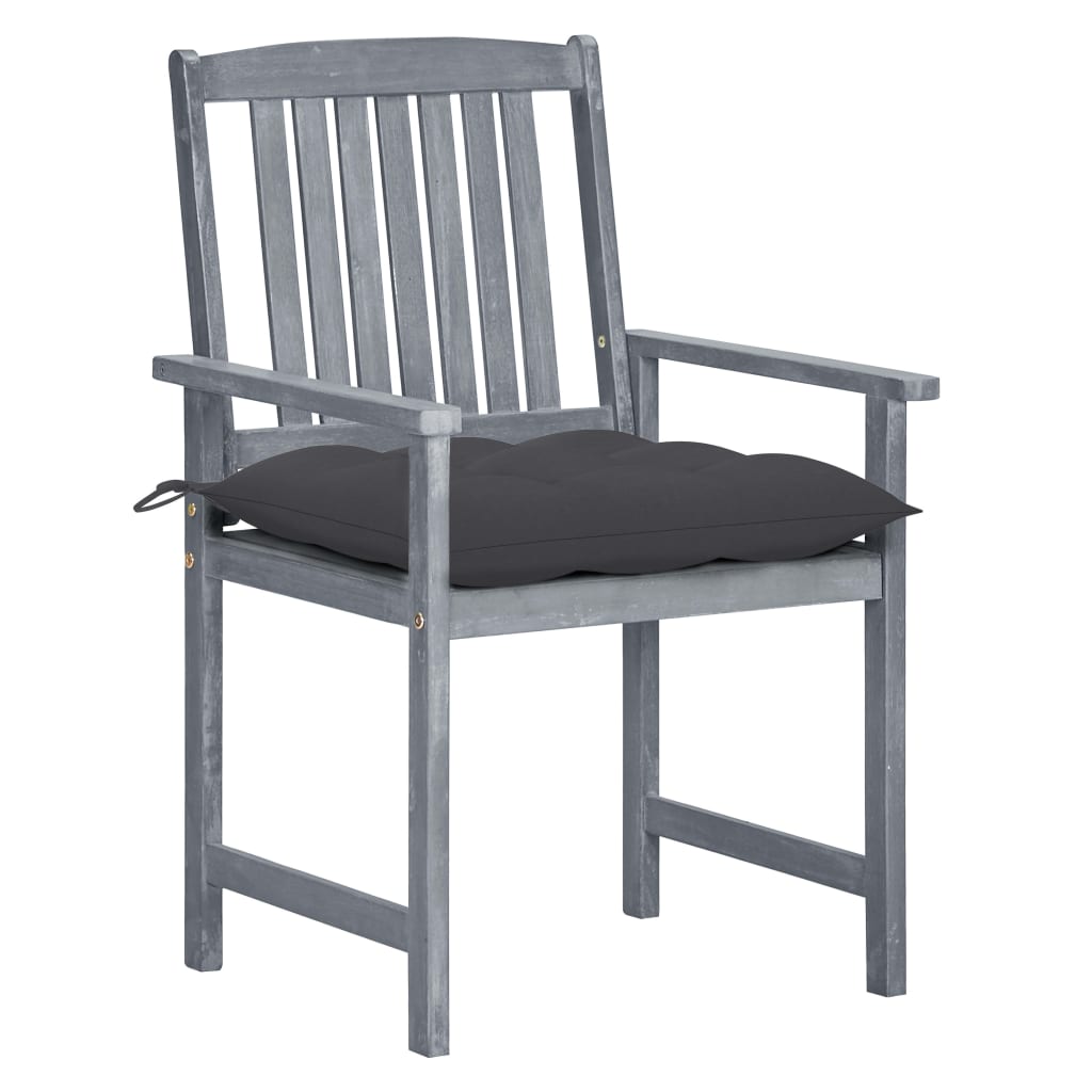 Cadeiras de jardim c/ almofadões 8 pcs acácia maciça cinzento