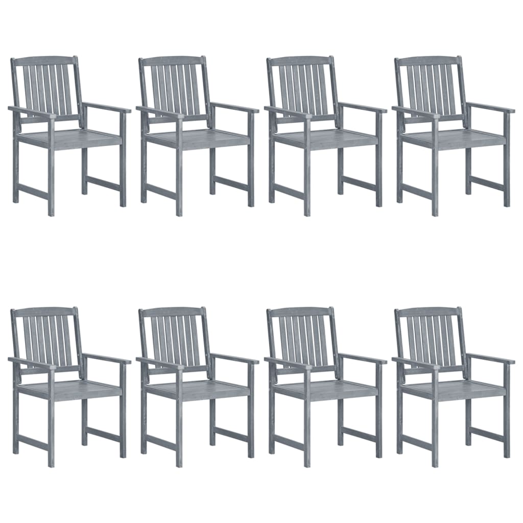 Cadeiras de jardim c/ almofadões 8 pcs acácia maciça cinzento