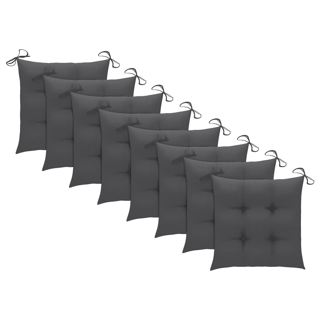 Cadeiras de jardim c/ almofadões 8 pcs acácia maciça cinzento