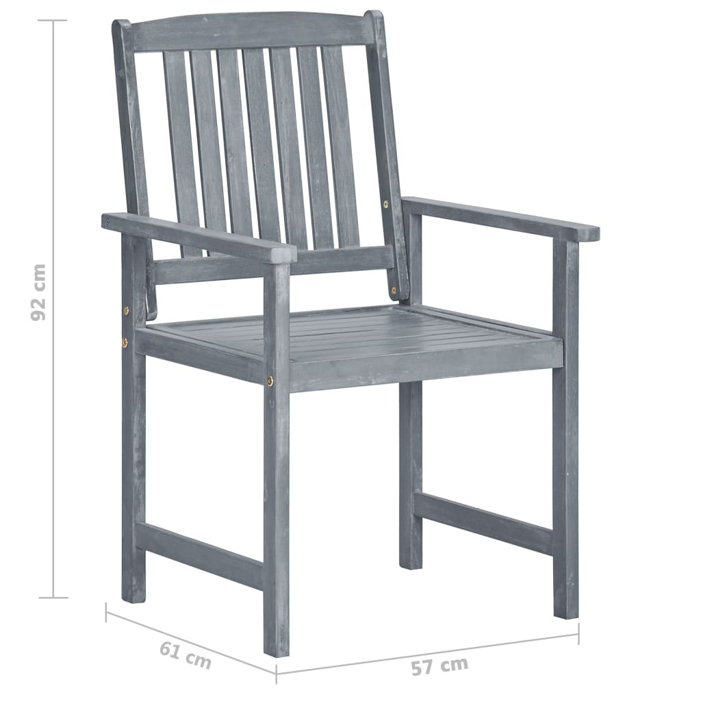 Cadeiras de jardim c/ almofadões 8 pcs acácia maciça cinzento