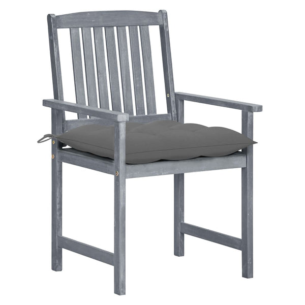 Cadeiras de jardim c/ almofadões 8 pcs acácia maciça cinzento