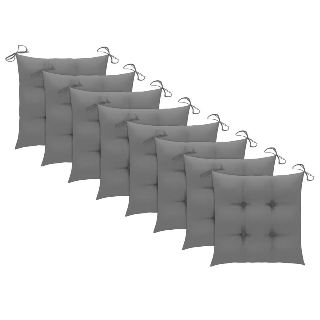 Cadeiras de jardim c/ almofadões 8 pcs acácia maciça cinzento