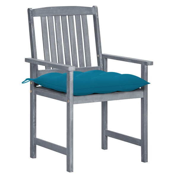 Cadeiras de jardim c/ almofadões 8 pcs acácia maciça cinzento