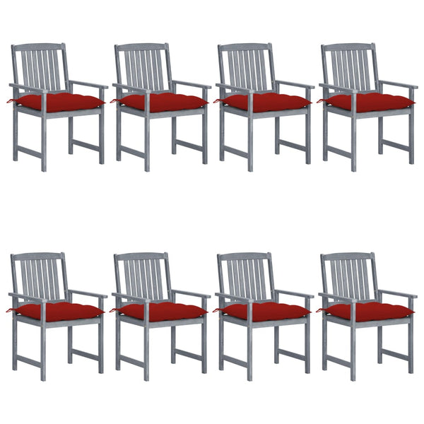 Cadeiras de jardim c/ almofadões 8 pcs acácia maciça cinzento