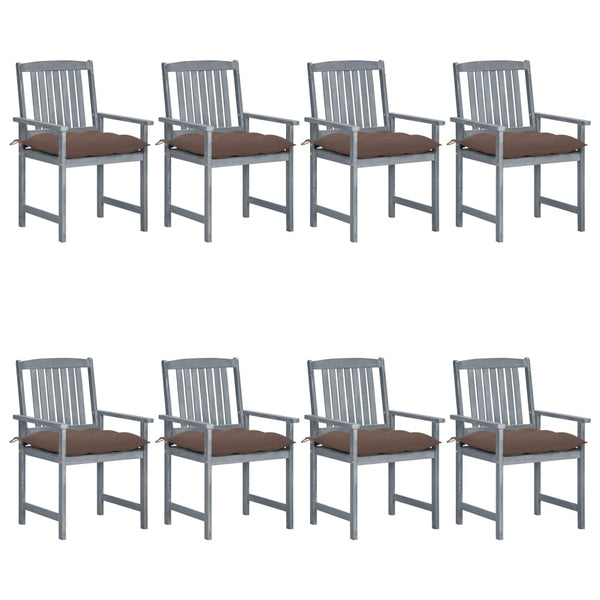 Cadeiras de jardim c/ almofadões 8 pcs acácia maciça cinzento