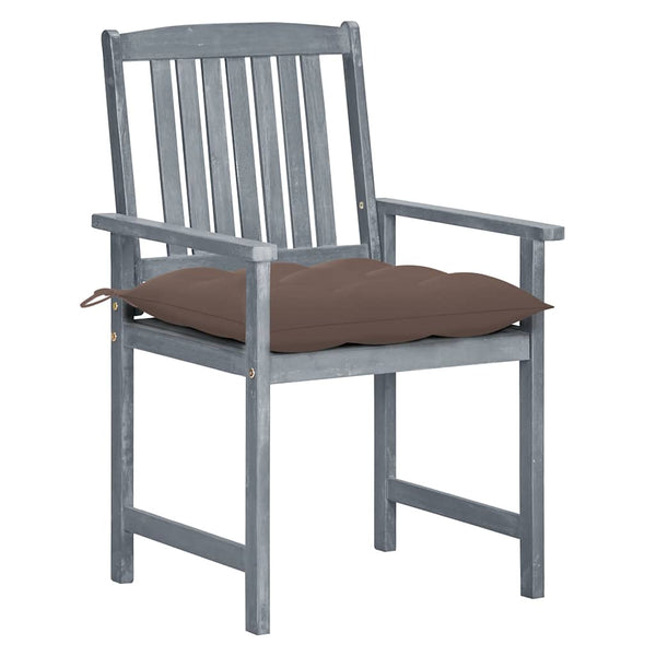 Cadeiras de jardim c/ almofadões 8 pcs acácia maciça cinzento