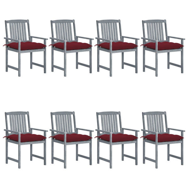 Cadeiras de jardim c/ almofadões 8 pcs acácia maciça cinzento