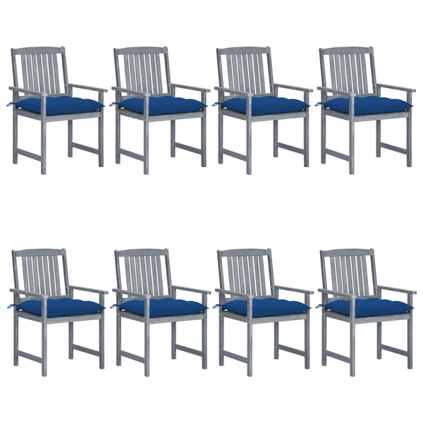 Cadeiras de jardim c/ almofadões 8 pcs acácia maciça cinzento