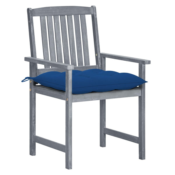 Cadeiras de jardim c/ almofadões 8 pcs acácia maciça cinzento