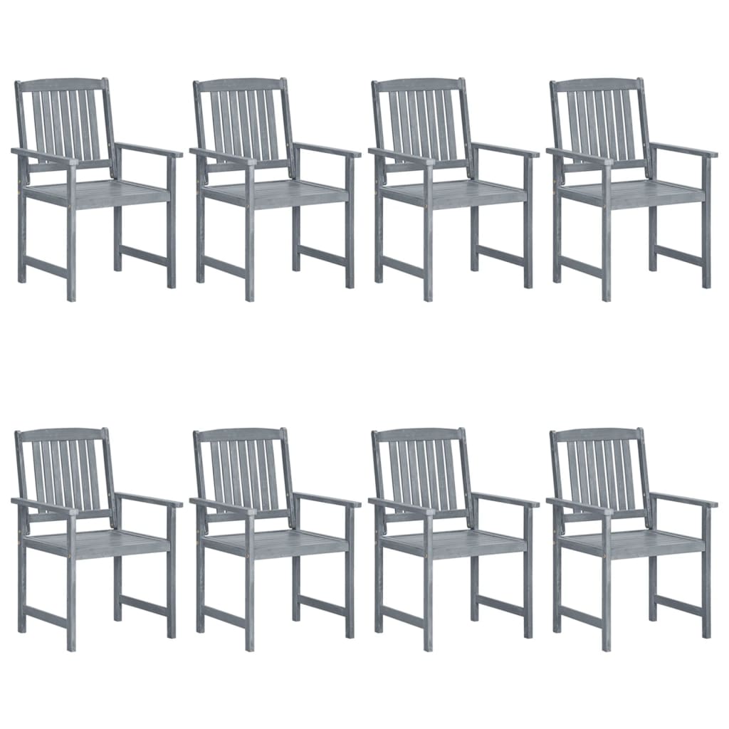 Cadeiras de jardim c/ almofadões 8 pcs acácia maciça cinzento