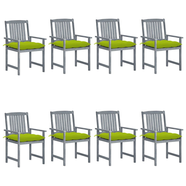Cadeiras de jardim c/ almofadões 8 pcs acácia maciça cinzento