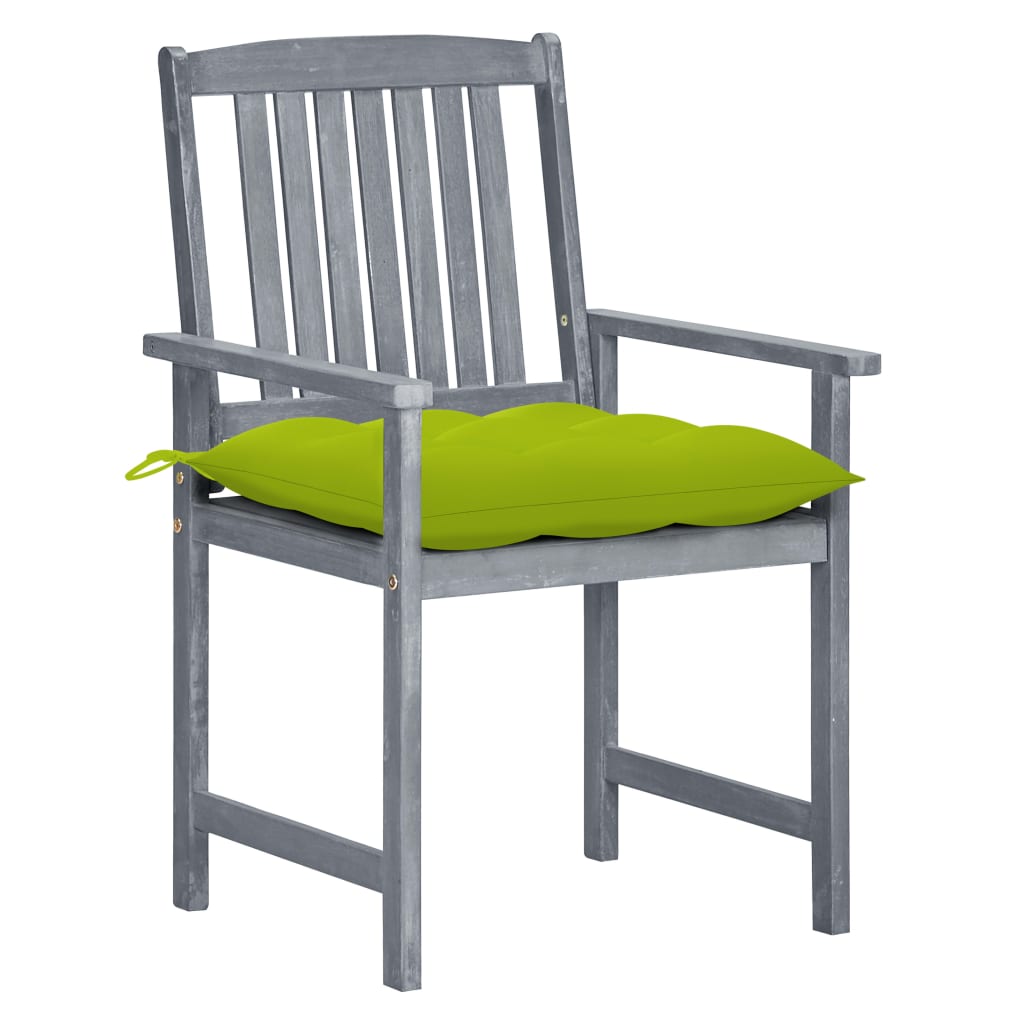 Cadeiras de jardim c/ almofadões 8 pcs acácia maciça cinzento