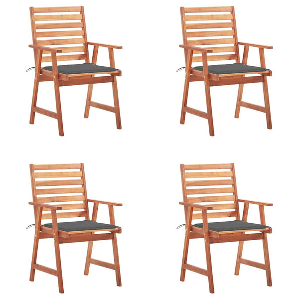 Cadeiras de jantar p/ jardim 4 pcs c/ almofadões acácia maciça