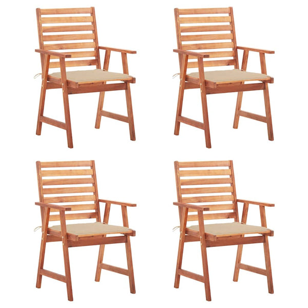 Cadeiras de jantar p/ jardim 4 pcs c/ almofadões acácia maciça