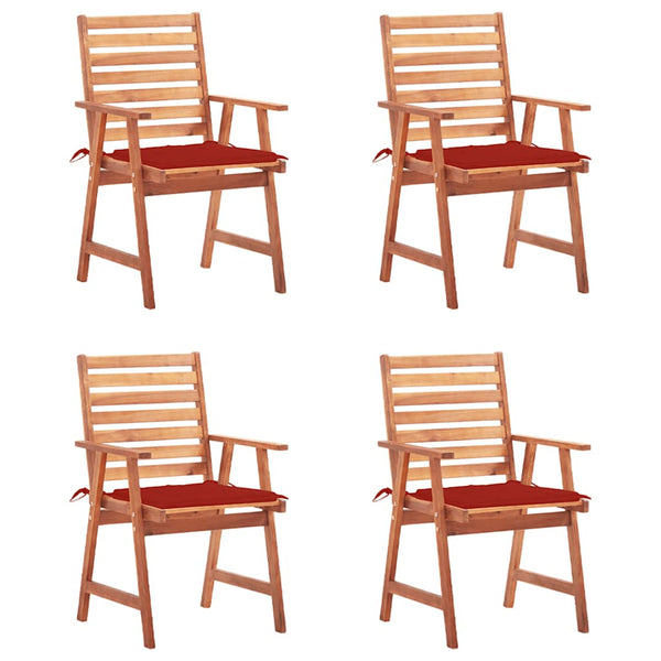 Cadeiras de jantar p/ jardim 4 pcs c/ almofadões acácia maciça