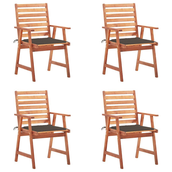Cadeiras de jantar p/ jardim 4 pcs c/ almofadões acácia maciça