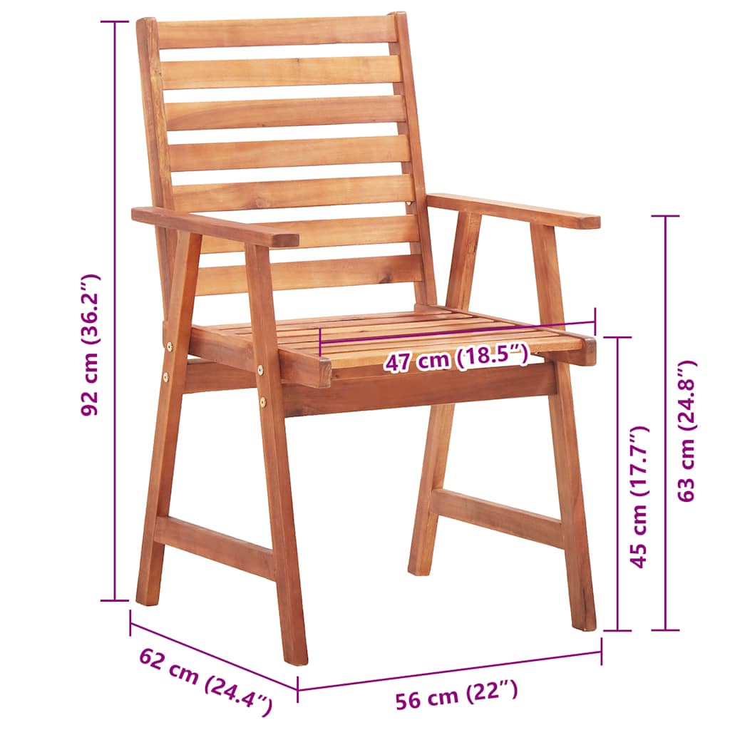 Cadeiras de jantar p/ jardim 4 pcs c/ almofadões acácia maciça