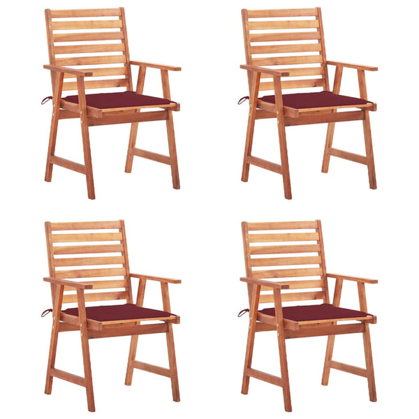 Cadeiras de jantar p/ jardim 4 pcs c/ almofadões acácia maciça