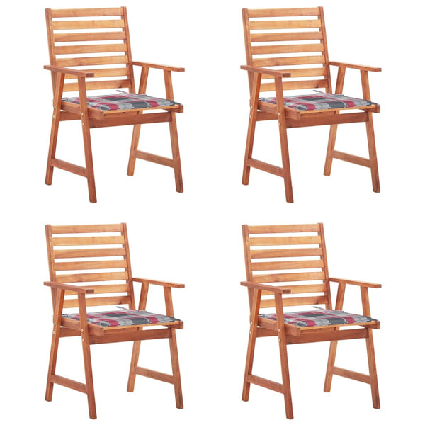 Cadeiras de jantar p/ jardim 4 pcs c/ almofadões acácia maciça