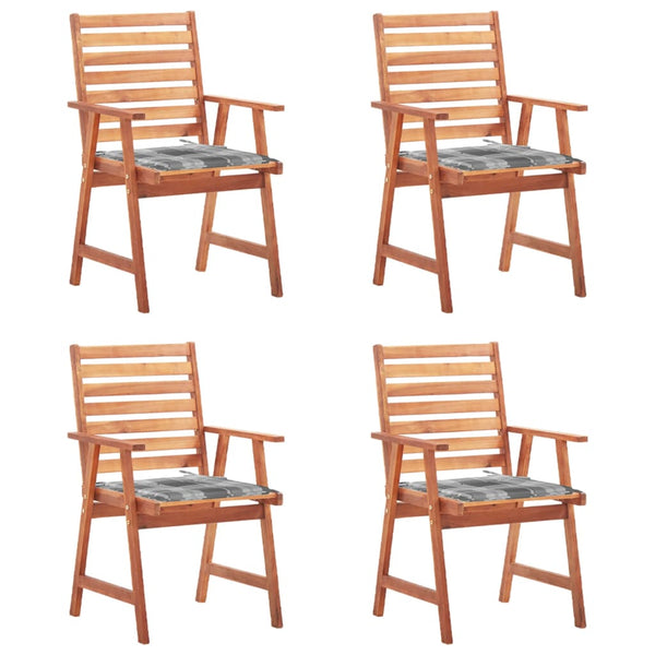 Cadeiras de jantar p/ jardim 4 pcs c/ almofadões acácia maciça