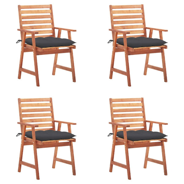 Cadeiras de jantar p/ jardim 4 pcs c/ almofadões acácia maciça