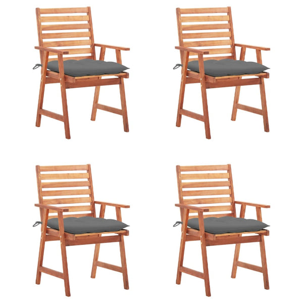 Cadeiras de jantar p/ jardim 4 pcs c/ almofadões acácia maciça