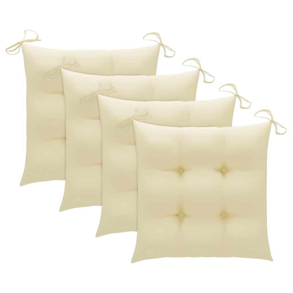 Cadeiras de jantar p/ jardim 4 pcs c/ almofadões acácia maciça