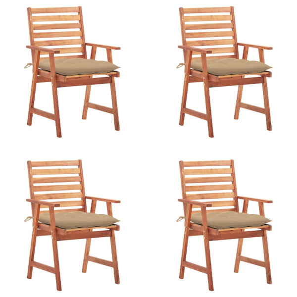 Cadeiras de jantar p/ jardim 4 pcs c/ almofadões acácia maciça