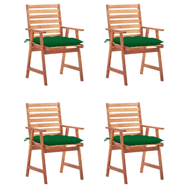 Cadeiras de jantar p/ jardim 4 pcs c/ almofadões acácia maciça
