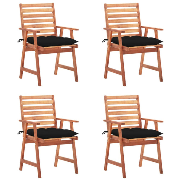 Cadeiras de jantar p/ jardim 4 pcs c/ almofadões acácia maciça