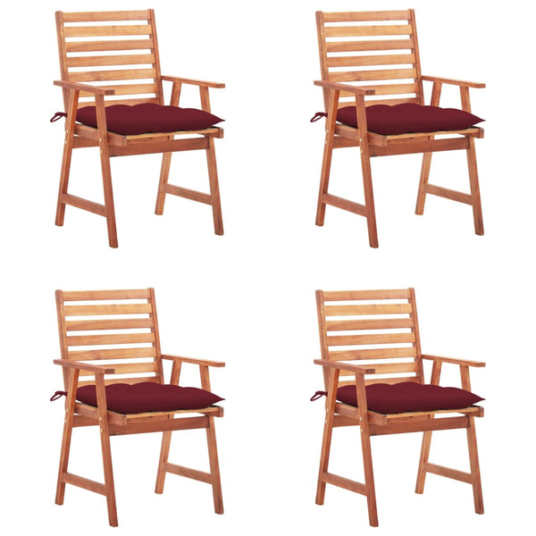 Cadeiras de jantar p/ jardim 4 pcs c/ almofadões acácia maciça