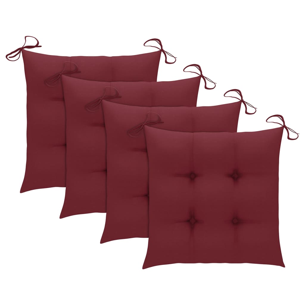Cadeiras de jantar p/ jardim 4 pcs c/ almofadões acácia maciça