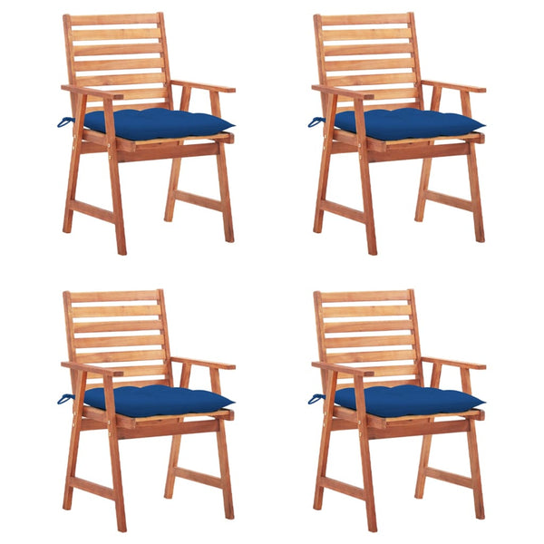 Cadeiras de jantar p/ jardim 4 pcs c/ almofadões acácia maciça