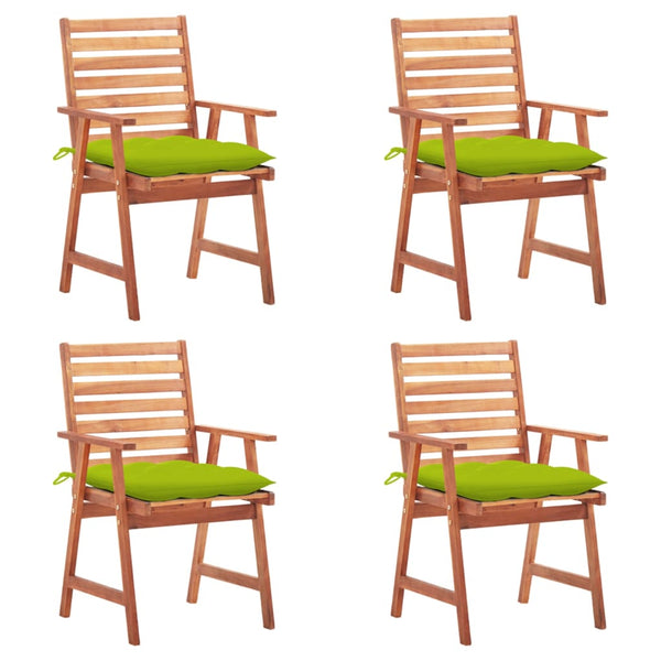 Cadeiras de jantar p/ jardim 4 pcs c/ almofadões acácia maciça