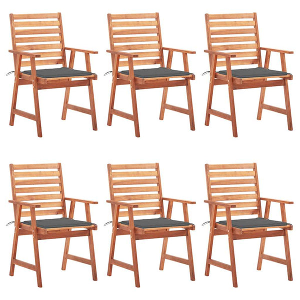 Cadeiras de jantar p/ jardim 6 pcs c/ almofadões acácia maciça