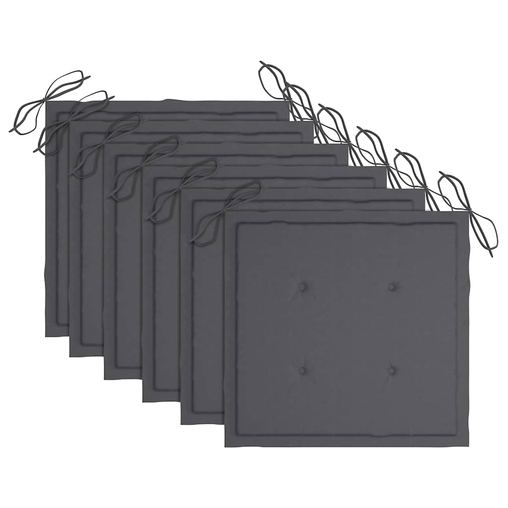 Cadeiras de jantar p/ jardim 6 pcs c/ almofadões acácia maciça