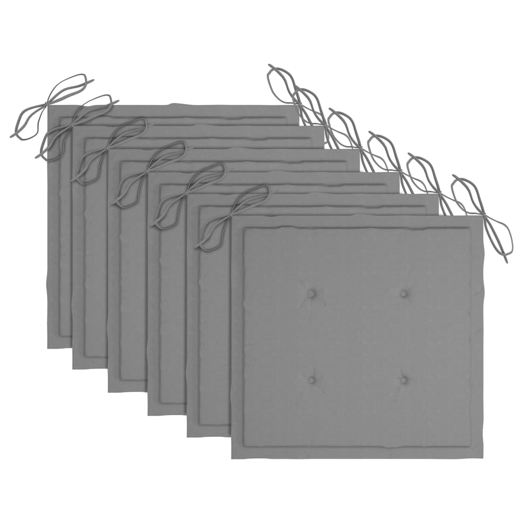 Cadeiras de jantar p/ jardim 6 pcs c/ almofadões acácia maciça