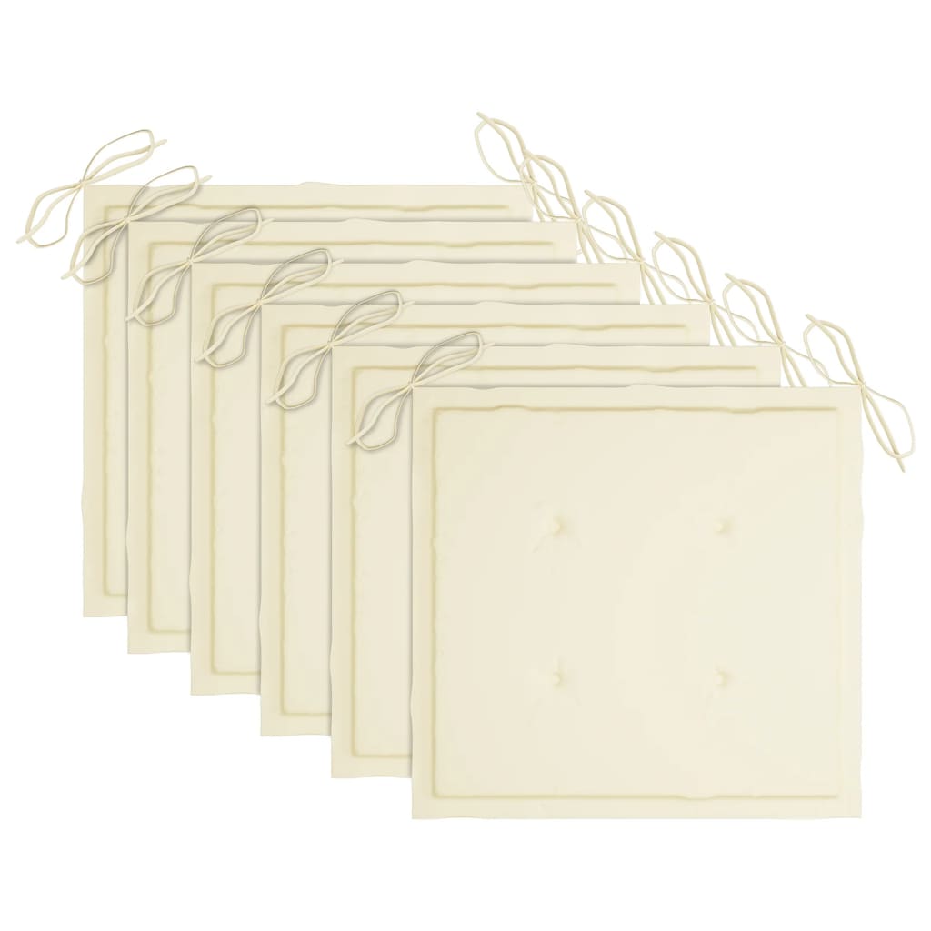 Cadeiras de jantar p/ jardim 6 pcs c/ almofadões acácia maciça
