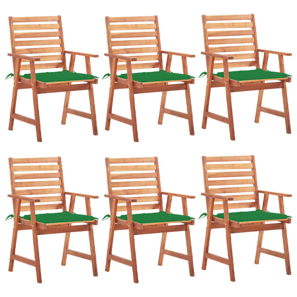 Cadeiras de jantar p/ jardim 6 pcs c/ almofadões acácia maciça