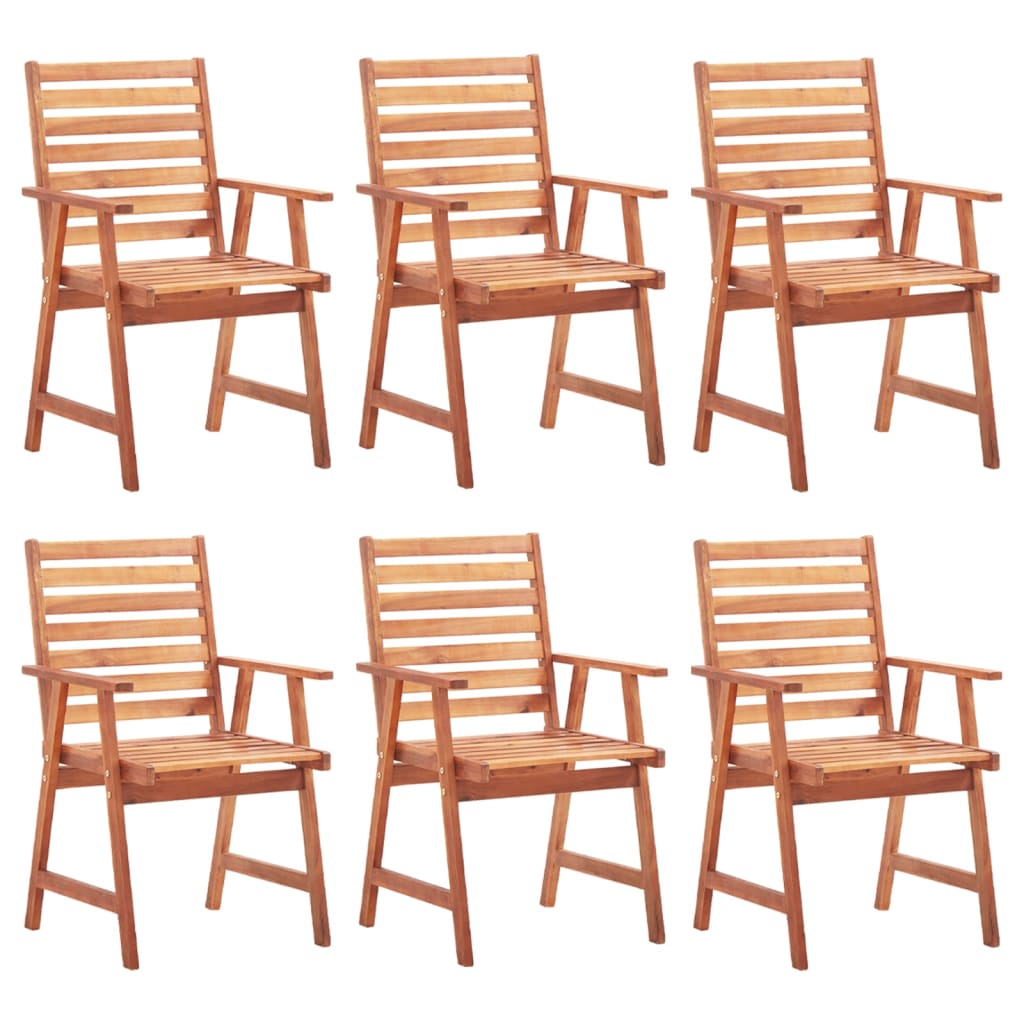Cadeiras de jantar p/ jardim 6 pcs c/ almofadões acácia maciça