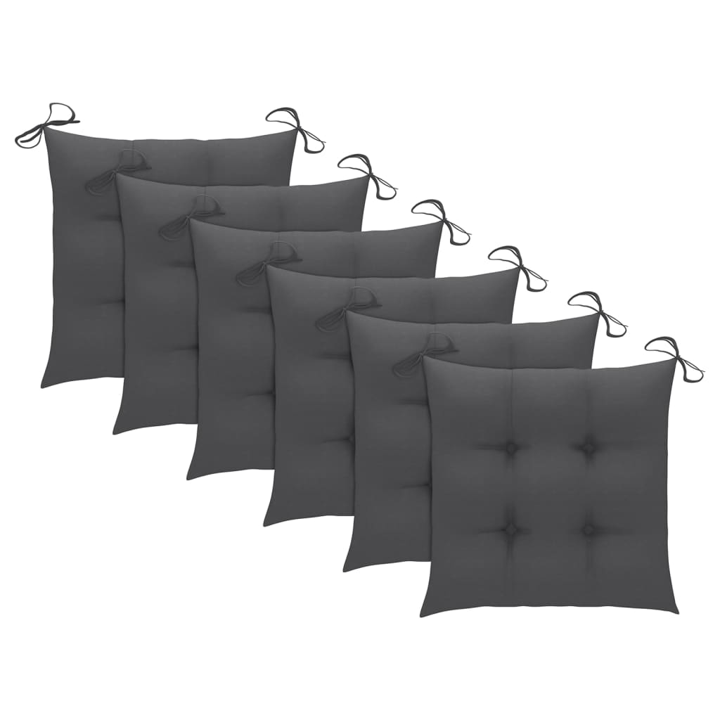 Cadeiras de jantar p/ jardim 6 pcs c/ almofadões acácia maciça