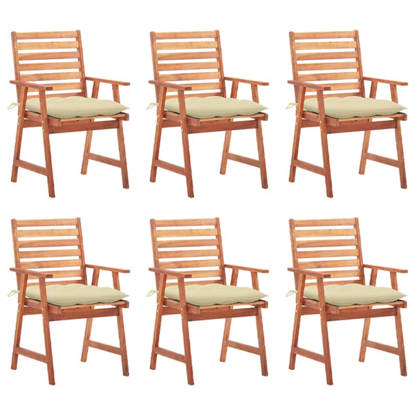 Cadeiras de jantar p/ jardim 6 pcs c/ almofadões acácia maciça