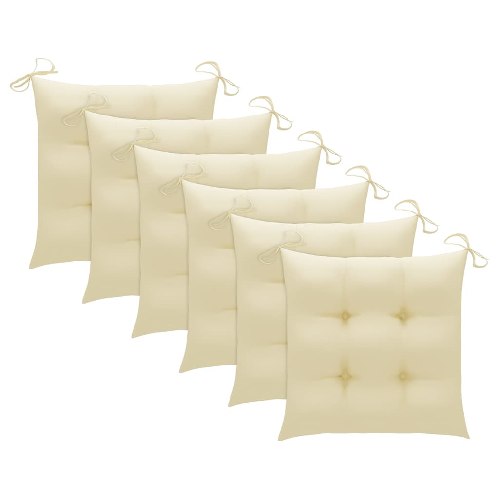 Cadeiras de jantar p/ jardim 6 pcs c/ almofadões acácia maciça