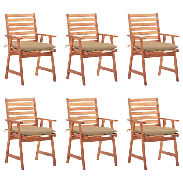 Cadeiras de jantar p/ jardim 6 pcs c/ almofadões acácia maciça