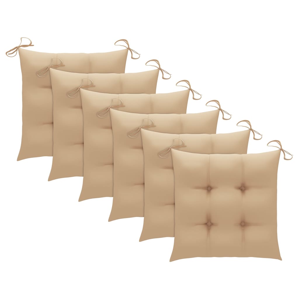 Cadeiras de jantar p/ jardim 6 pcs c/ almofadões acácia maciça